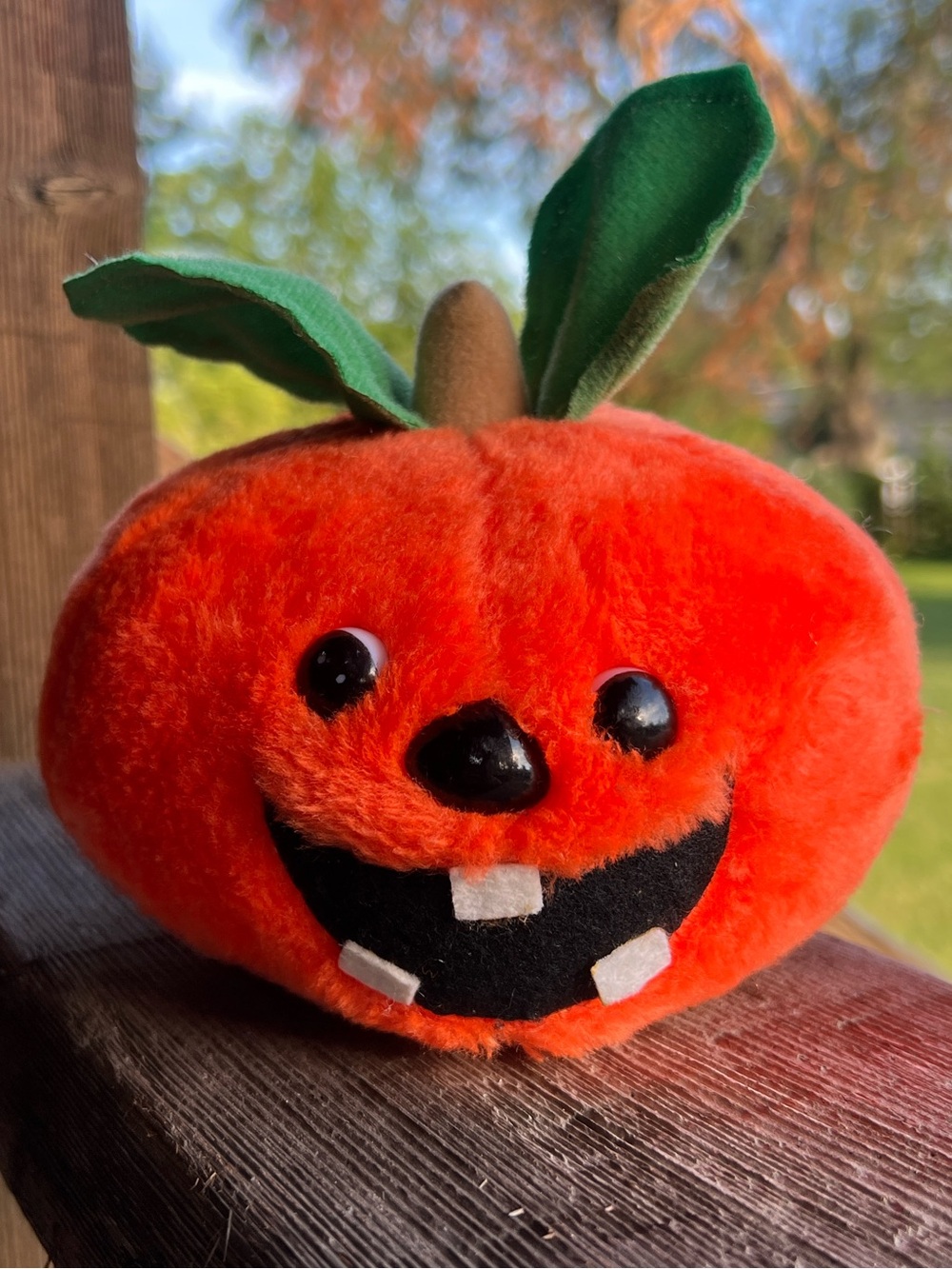 Vintage Russ Berrie Halloween Pumpkin Plush Jack O Lantern Stuffie